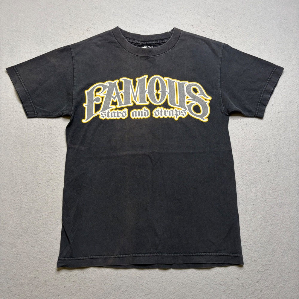 Famous‎ Stars and Straps T-Shirt Mens Small Black Y2K Graphic Logo Tee